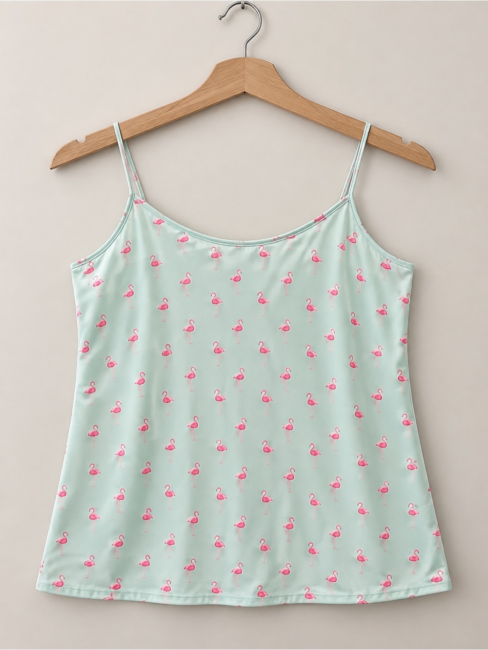 Flamingo Print Mint Spaghetti Strap Cami